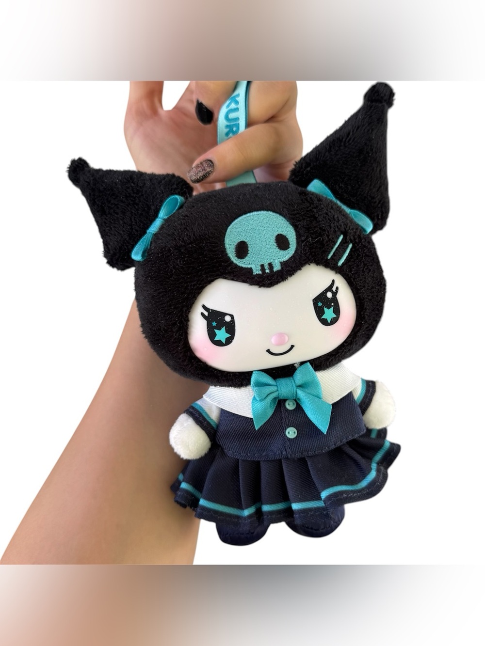Sanrio Kuromi Teal Kawaii School Girl Plush Keychain Pendant Bag Charm